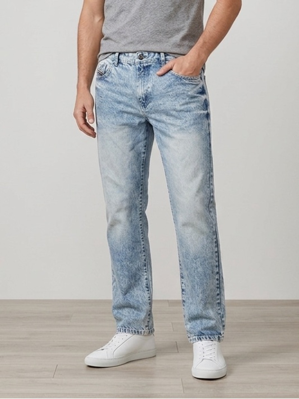 South Pole Distressed Acid Wash Y2K Straight Leg Jeans Size Waist 38 Length 32